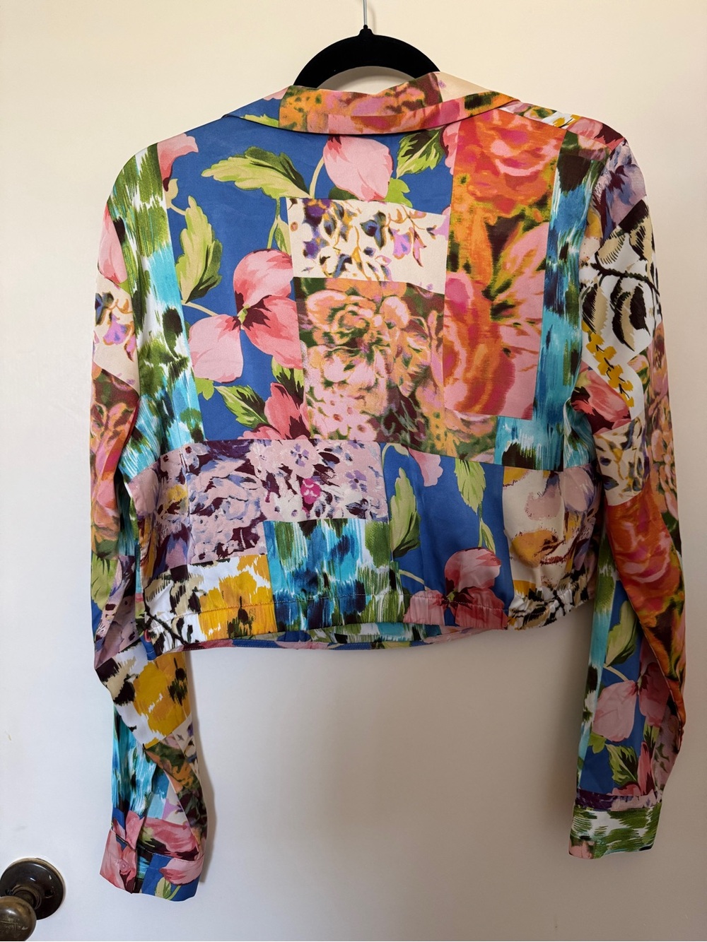 Rachel Zoe Multicolor Floral Patchwork Cropped Shirt size L - Picture 2 of 6